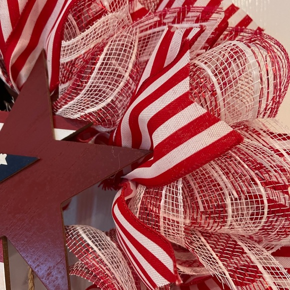 Patriotic WREATH “God Bless America” Red, White & Blue 24” Very FULL. July 4th - Picture 4 of 8